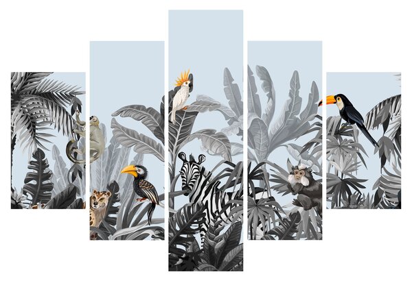 Obraz zvierat v tropickom lese (150x105 cm)