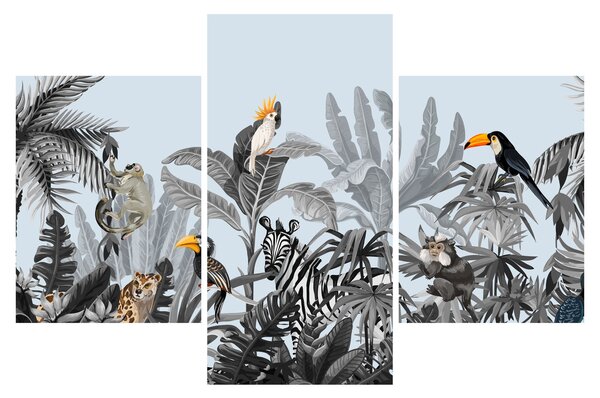 Obraz zvierat v tropickom lese (90x60 cm)