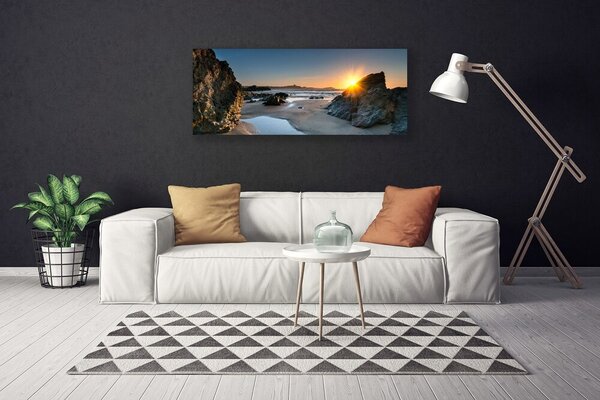 Obraz Canvas Skala pláž slnko krajina 125x50 cm