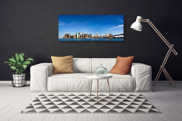 Obraz na plátne Mesto most domy 125x50 cm