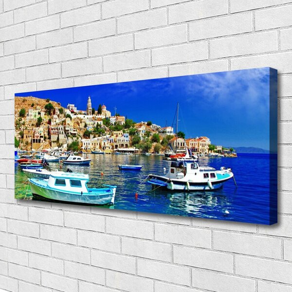 Obraz Canvas Loďky mesto more krajina 125x50 cm