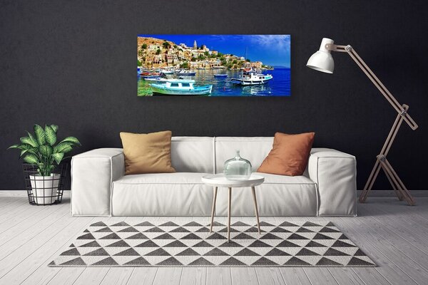 Obraz Canvas Loďky mesto more krajina 125x50 cm