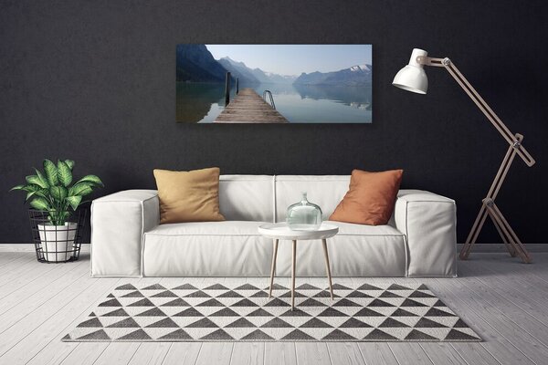 Obraz Canvas Mólo jazero hory príroda 125x50 cm