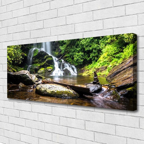 Obraz Canvas Vodopád kamene les príroda 125x50 cm