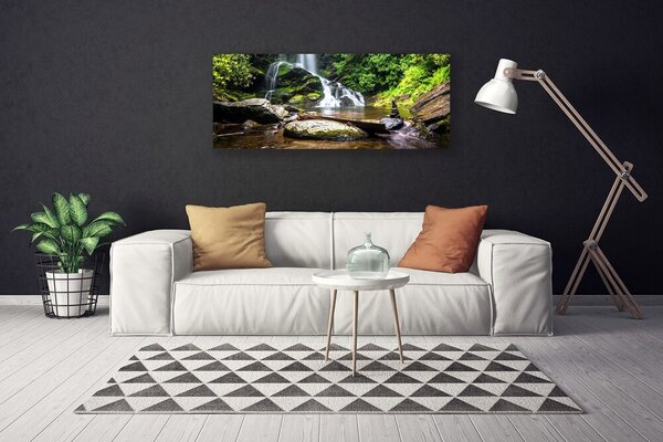 Obraz Canvas Vodopád kamene les príroda 125x50 cm