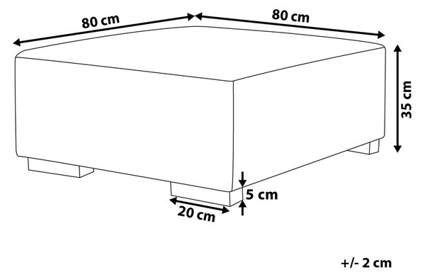 Taburet béžový menčestrový čalúnený 80 x 80 x 35 cm štvorcový minimalistický moderný dizajn