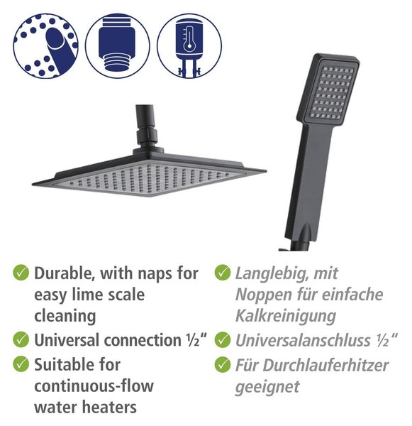 Matne čierny sprchový set z nerezovej ocele 101 cm Cuadro - Wenko