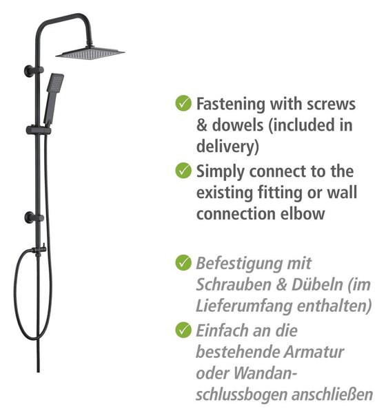 Matne čierny sprchový set z nerezovej ocele 101 cm Cuadro - Wenko