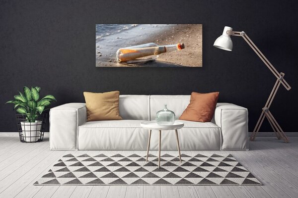 Obraz Canvas List fľaša pláž umenie 125x50 cm
