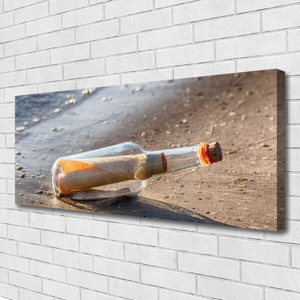 Obraz Canvas List fľaša pláž umenie 125x50 cm