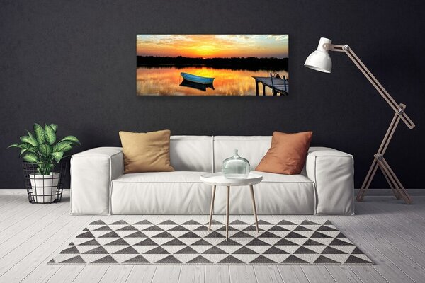Obraz Canvas Loďka most jazero príroda 125x50 cm