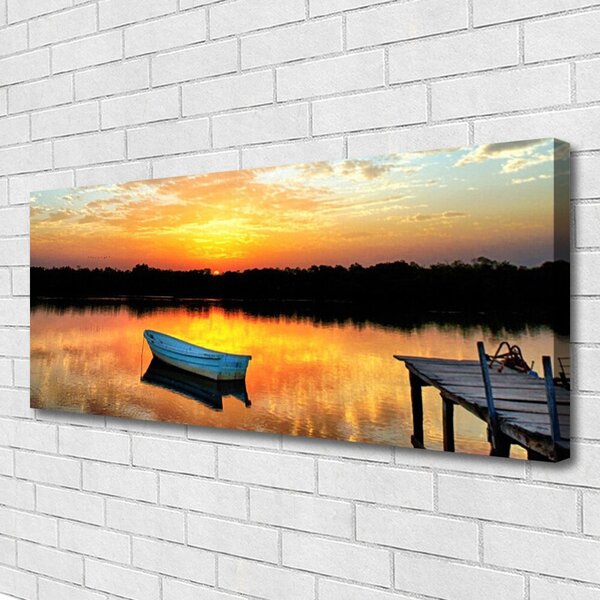 Obraz Canvas Loďka most jazero príroda 125x50 cm