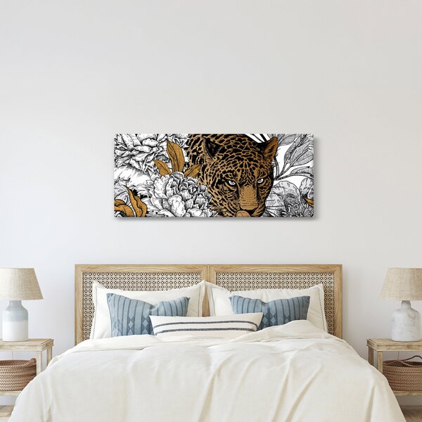 Obraz - Leopard medzi kvetmi (120x50 cm)