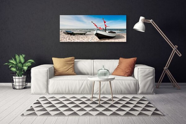 Obraz Canvas Loďka pláž príroda 125x50 cm