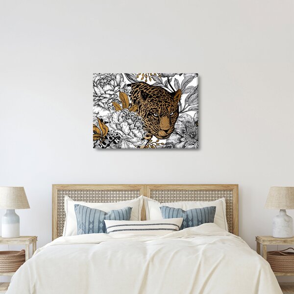 Obraz - Leopard medzi kvetmi (70x50 cm)