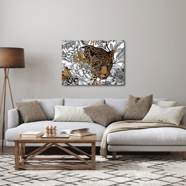 Obraz - Leopard medzi kvetmi (70x50 cm)
