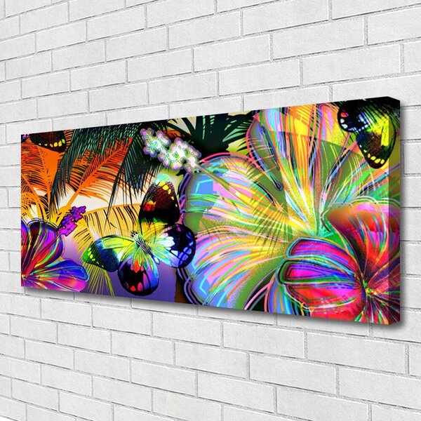 Obraz Canvas Abstrakcie motýle pierka 125x50 cm