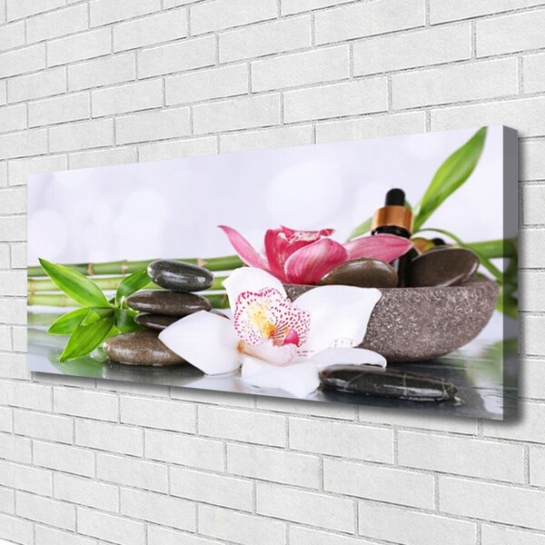 Obraz Canvas Orchidea kamene bambus 125x50 cm