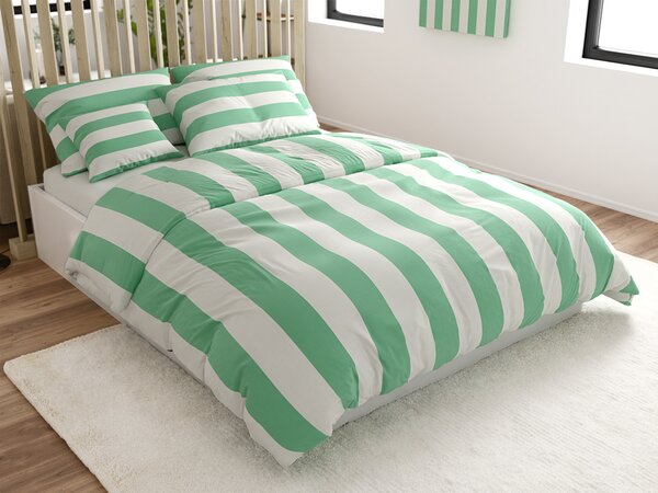 Bavlnené obliečky STRIPES bielo-zelené Rozmer obliečky: 70 x 90 cm | 140 x 220 cm