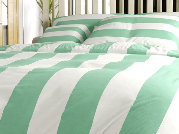 Bavlnené obliečky STRIPES bielo-zelené Rozmer obliečky: 70 x 90 cm | 140 x 220 cm