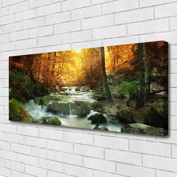 Obraz Canvas Vodopád príroda les jeseň 125x50 cm