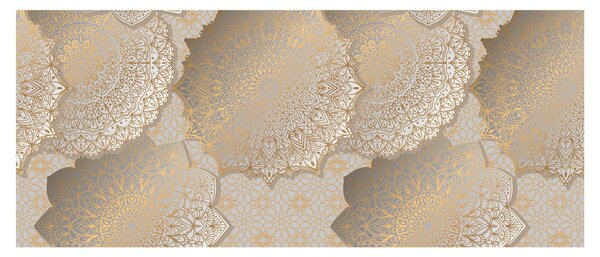 Obraz - Mandaly v zlatých tónoch (120x50 cm)