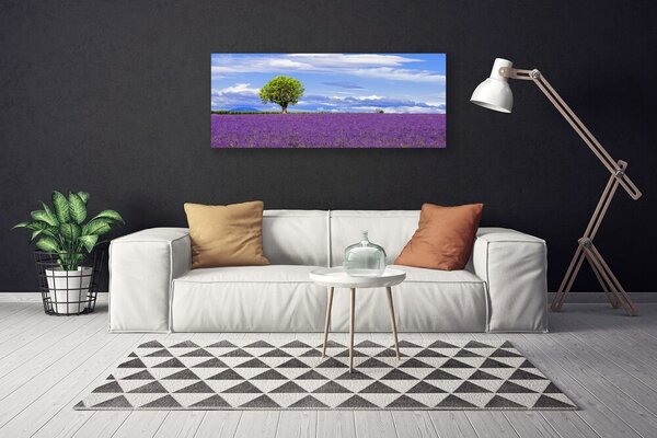 Obraz Canvas Pole levanduľa strom príroda 125x50 cm