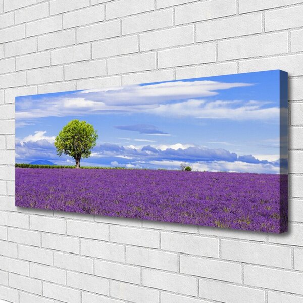 Obraz Canvas Pole levanduľa strom príroda 125x50 cm