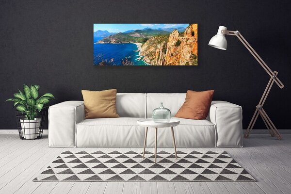 Obraz Canvas Útes pobrežie more hory 125x50 cm