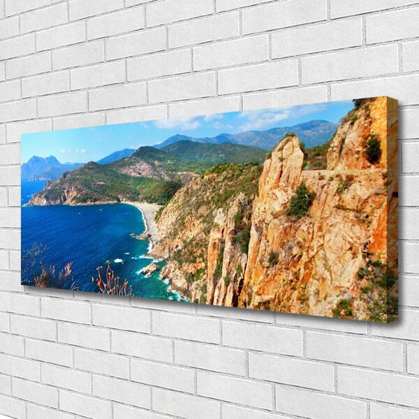 Obraz Canvas Útes pobrežie more hory 125x50 cm