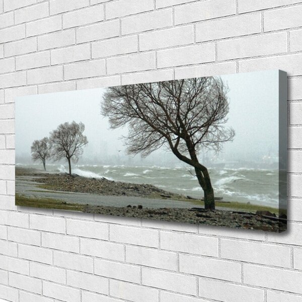 Obraz Canvas More búrka vlny 125x50 cm