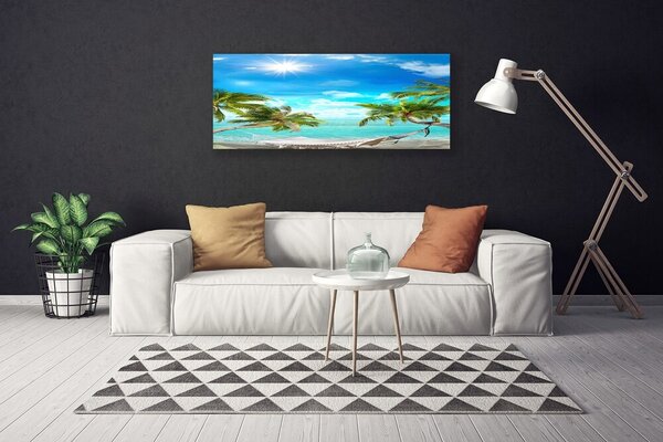 Obraz Canvas Tropické palmy hamaka pláž 125x50 cm