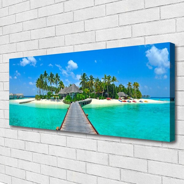 Obraz Canvas Tropická pláž palmy 125x50 cm