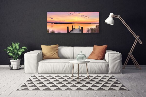 Obraz Canvas Mólo západ slnka jazero 125x50 cm