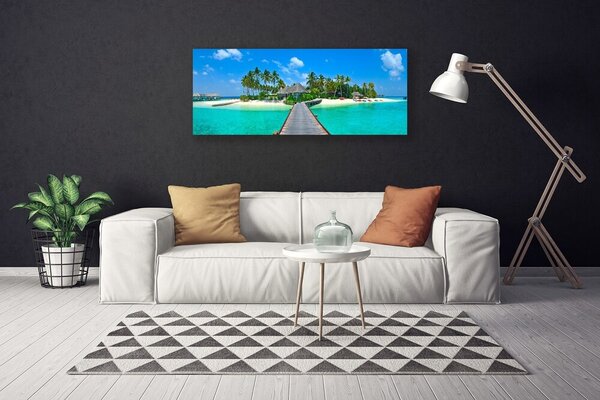 Obraz Canvas Tropická pláž palmy 125x50 cm