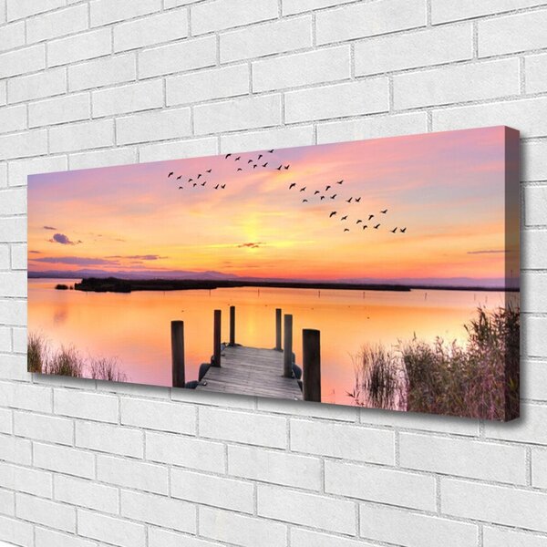 Obraz Canvas Mólo západ slnka jazero 125x50 cm