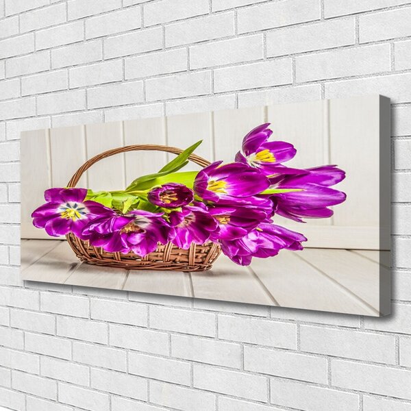 Obraz Canvas Kvety v košíku 125x50 cm