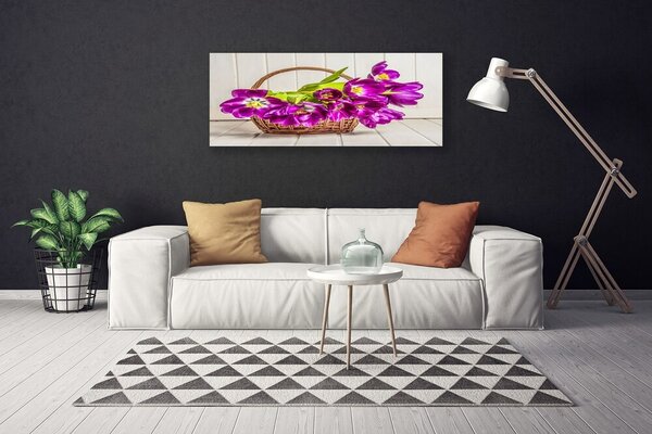Obraz Canvas Kvety v košíku 125x50 cm