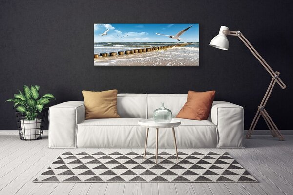 Obraz Canvas Čajky more príroda 125x50 cm