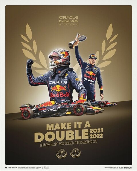 Umelecká tlač Max Verstappen - Make It A Double - 2022 F1® World Drivers' Champion, (40 x 50 cm)