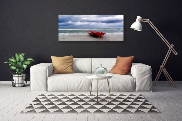 Obraz Canvas Loďka pláž more krajina 125x50 cm
