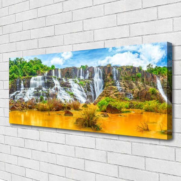 Obraz Canvas Vodopád stromy príroda 125x50 cm