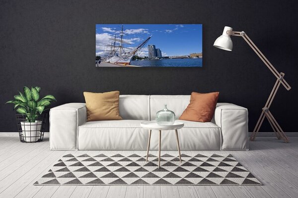 Obraz Canvas Loďka more mesto krajina mesto krajina 125x50 cm