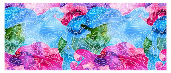 Obraz - Farebné vlny (120x50 cm)