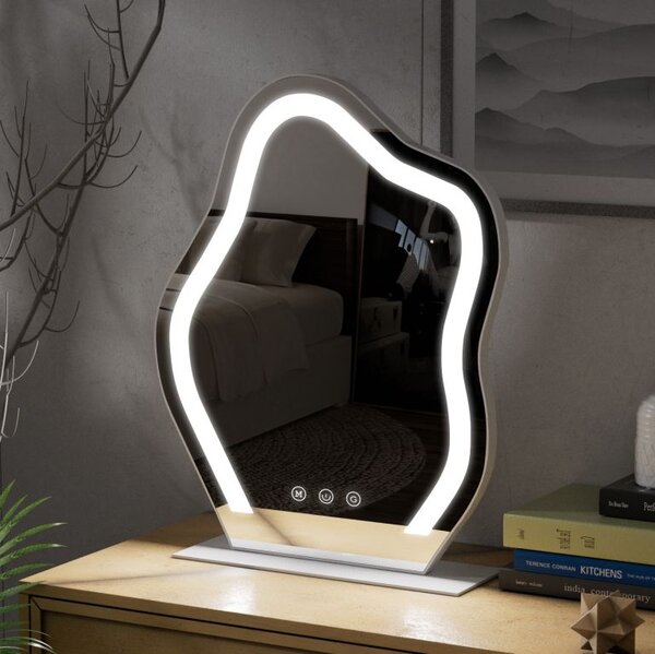 Ireda Stolné LED zrkadlo s dotykovým ovládaním, 44x55 cm