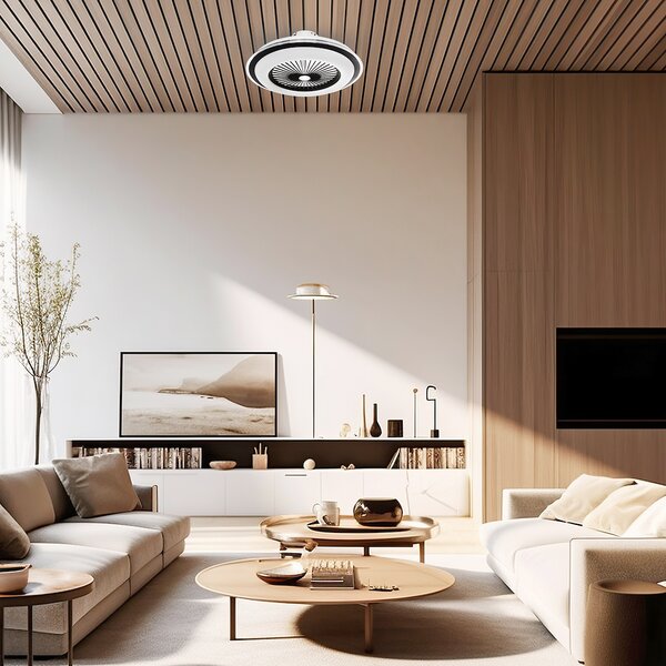 Stropné LED svietidlo Zephyr, 1x LED 48w, 3000-6000k, b, s ventilátorom a ovládačom