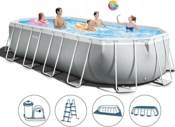Intex 26796, 13365 L, Rámový bazén, Dospelý a dieťa, Rebrík, Modrá, Šedá, 112,1 kg