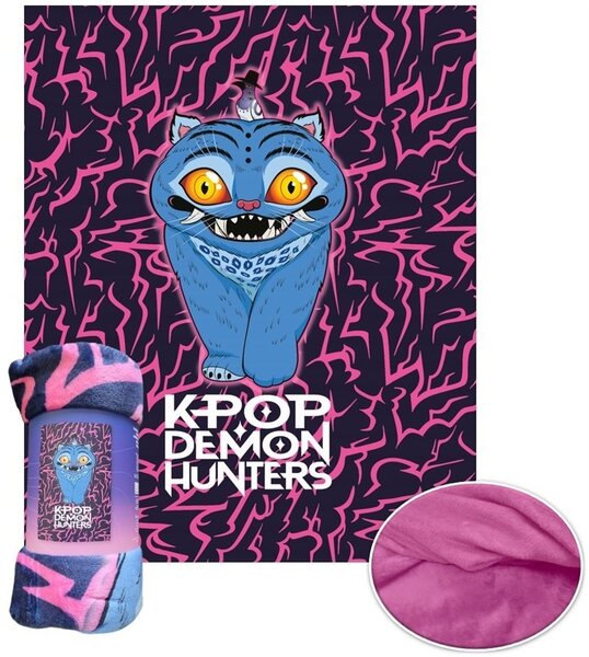 Detská coral fleece deka KPop Demon Hunters - motív Derpy Tiger - 130x160 cm