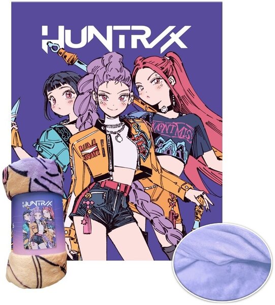 Detská coral fleece deka KPop Demon Hunters - HUNTR/X - motív Comic Style - 130x160 cm