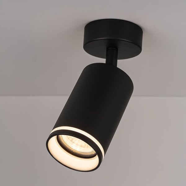 Bodové svietidlo Pipe Ring, 1x čierne kovové tienidlo, b